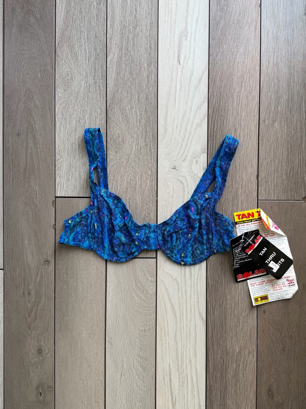 Vintage 90’s Solar Blue Patterned Underwire Bikini Top